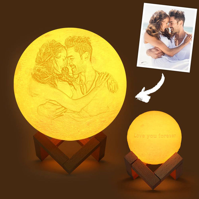 Custom Photo & Text Moon Lamp Luna Night Light – Personalized Birthday Gift For Her