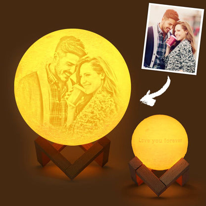 Custom Photo & Text Moon Lamp Luna Night Light – Personalized Birthday Gift For Her