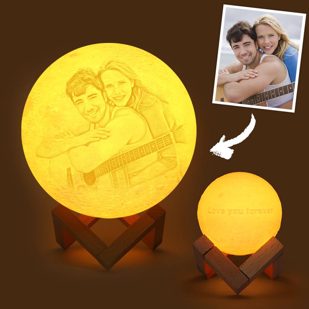 Custom Photo & Text Moon Lamp Luna Night Light – Personalized Birthday Gift For Her