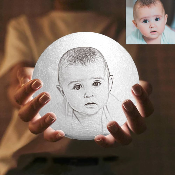 Custom 3D Printed Photo Lunar Light Moon Lamp For Your Cute Baby