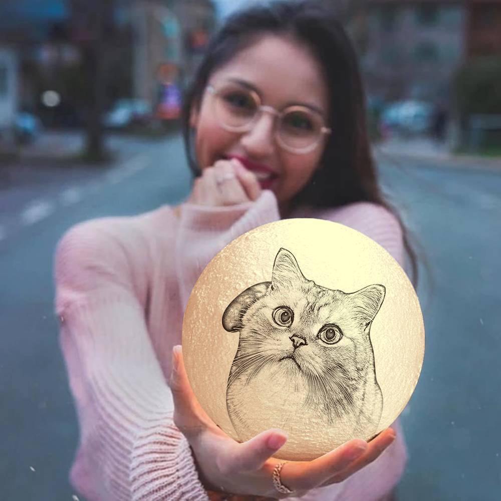 Remote Control Photo Moon Lamp Custom 3D Photo Light For Cute Pet