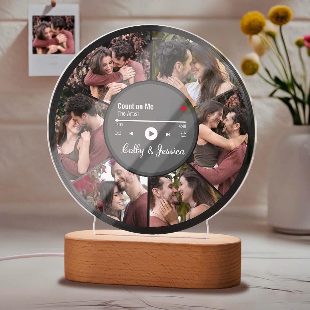 Personalized Couple Photos Record Night Light Photo Collage LED Lamp Anniversary Gift For Couple