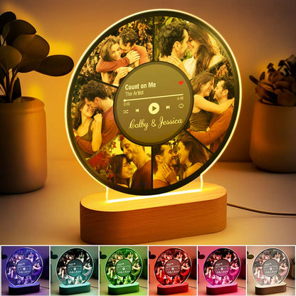 Personalized Couple Photos Record Night Light Photo Collage LED Lamp Anniversary Gift For Couple