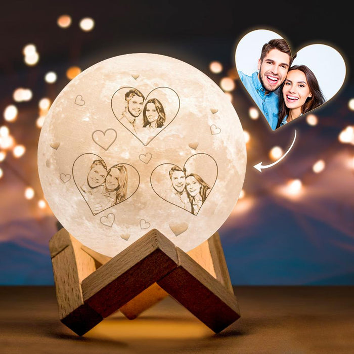 Photo Moon Lamp Custom 3d Light Heart Engraved Moon Lamp Gift For Couples