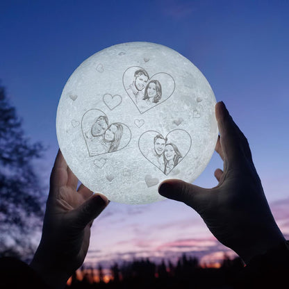 Photo Moon Lamp Custom 3d Light Heart Engraved Moon Lamp Gift For Couples