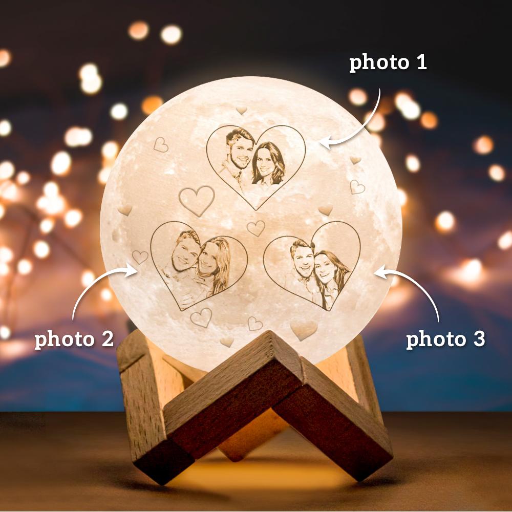 Photo Moon Lamp Custom 3d Light Heart Engraved Moon Lamp Gift For Couples