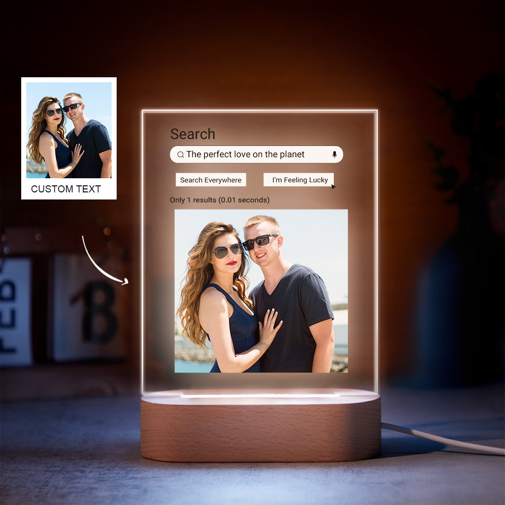 Custom Photo Google Search Colorful Lamp Acrylic 3D Printed Night Light Anniversary Gift