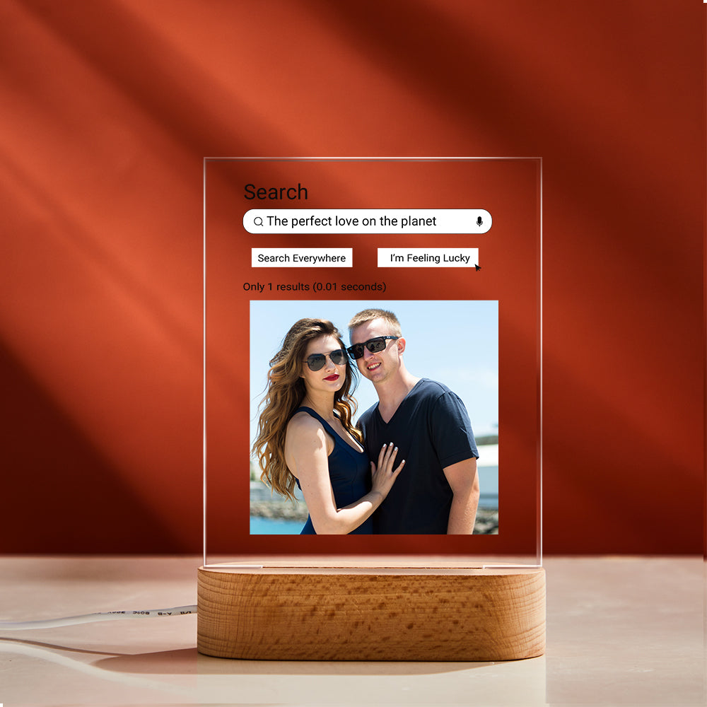 Custom Photo Google Search Colorful Lamp Acrylic 3D Printed Night Light Anniversary Gift