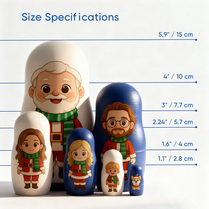 Personalized Portrait Nesting Doll Custom Photo Family Portrait Preview Cartoon Style Gift For Christmas