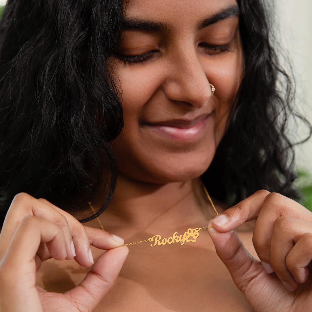 Paw Sign Name Necklace