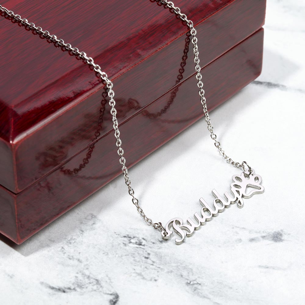 Paw Sign Name Necklace