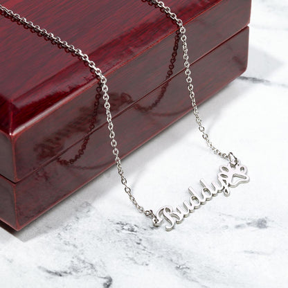 Paw Sign Name Necklace