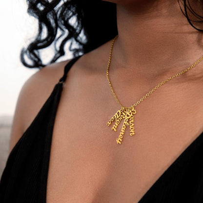 Multi Name Vertical Name Necklace