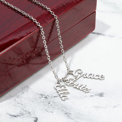 Multi Name Vertical Name Necklace