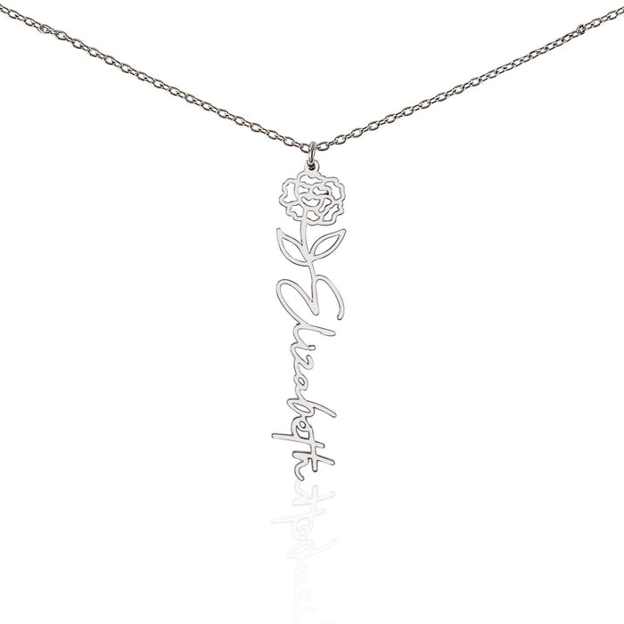 Birth Month Flower Name Necklace