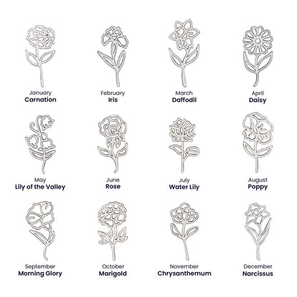 Birth Month Flower Name Necklace