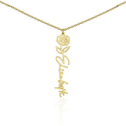 Birth Month Flower Name Necklace
