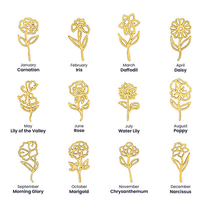 Birth Month Flower Name Necklace