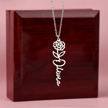 Birth Month Flower Name Necklace