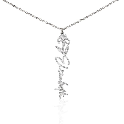 Birth Month Flower Name Necklace