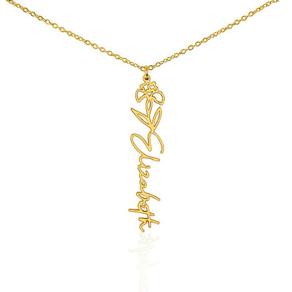Birth Month Flower Name Necklace