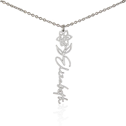 Birth Month Flower Name Necklace