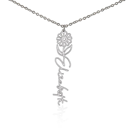 Birth Month Flower Name Necklace