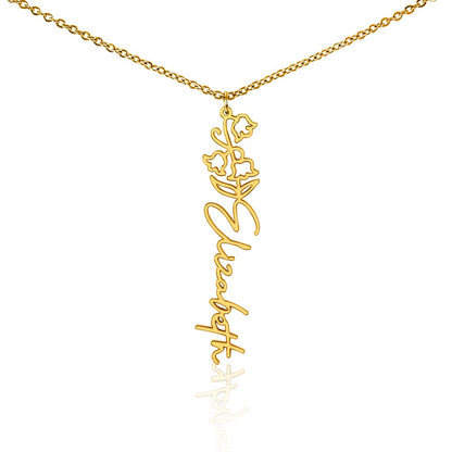 Birth Month Flower Name Necklace