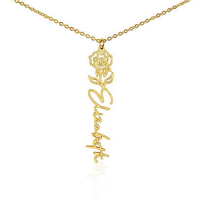 Birth Month Flower Name Necklace