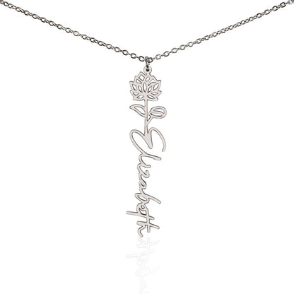 Birth Month Flower Name Necklace