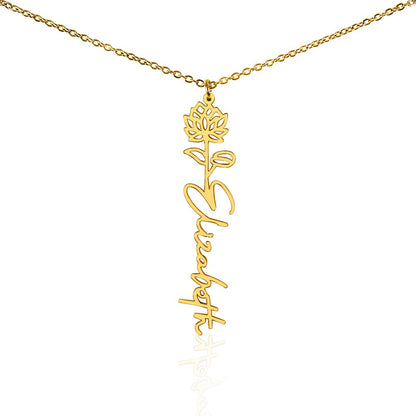 Birth Month Flower Name Necklace