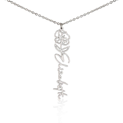 Birth Month Flower Name Necklace