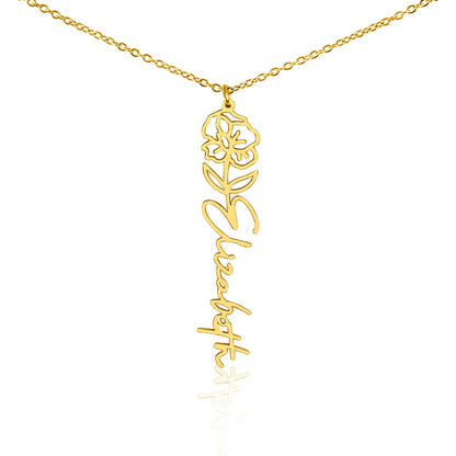 Birth Month Flower Name Necklace