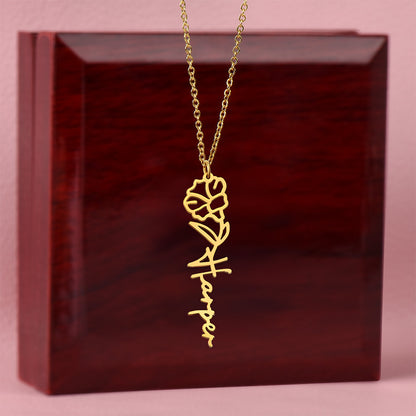 Birth Month Flower Name Necklace