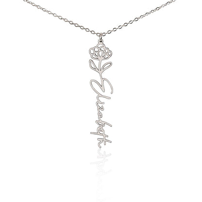 Birth Month Flower Name Necklace