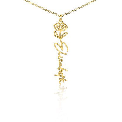 Birth Month Flower Name Necklace