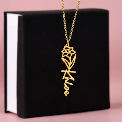 Birth Month Flower Name Necklace