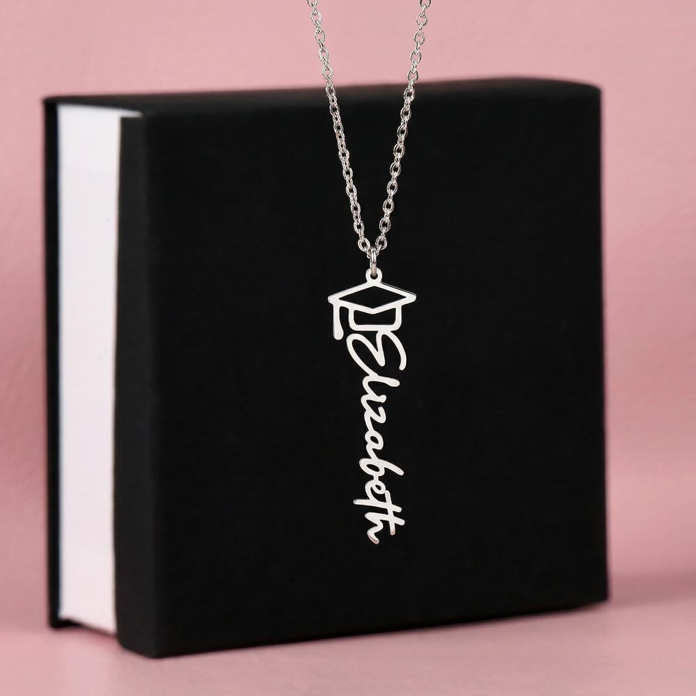 Graduation Cap Name Necklace