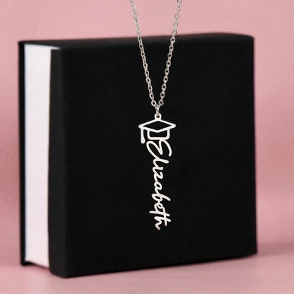Graduation Cap Name Necklace