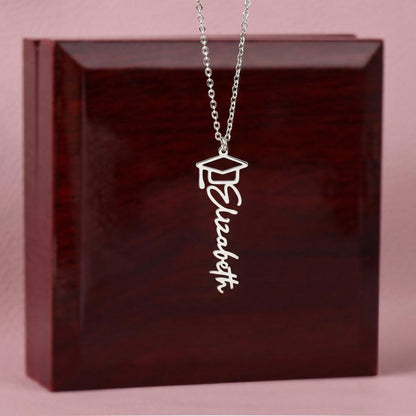 Graduation Cap Name Necklace