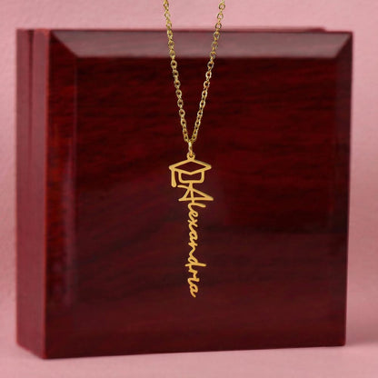 Graduation Cap Name Necklace