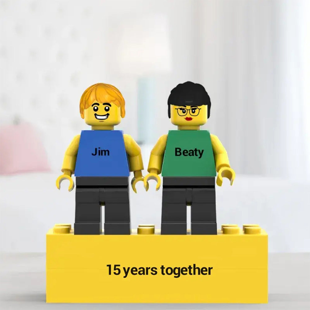 Custom Couple Minifig With Engraved Base and Display Box Gift For Lovers On Valentine's Day