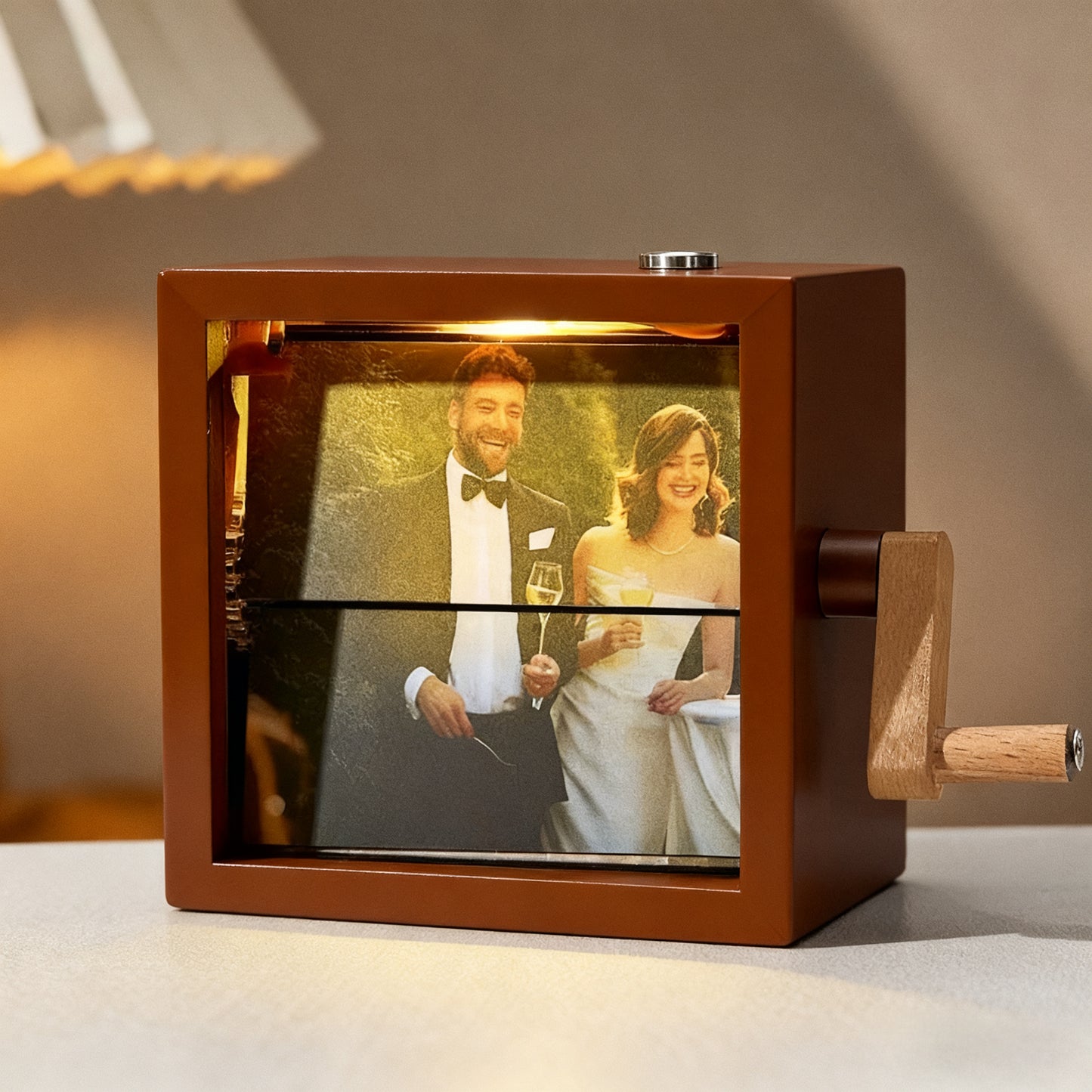Custom Flipbook Frame with Light Hand Cranked Detachable Photos Animation Box, Auto 24-Frame Capture from Video – Unique Anniversary Gift