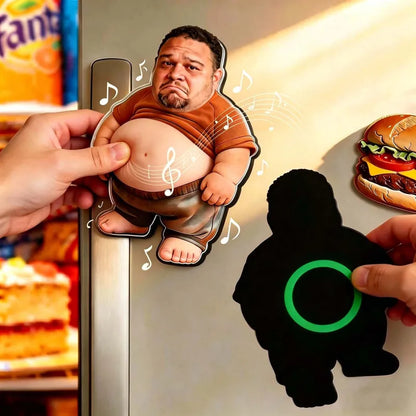 Personalized Squishy Photo & Music Fridge Magnet – Custom Photo Character Squeeze Belly Magnet with Built-in Sound, Funny Gift for Family
