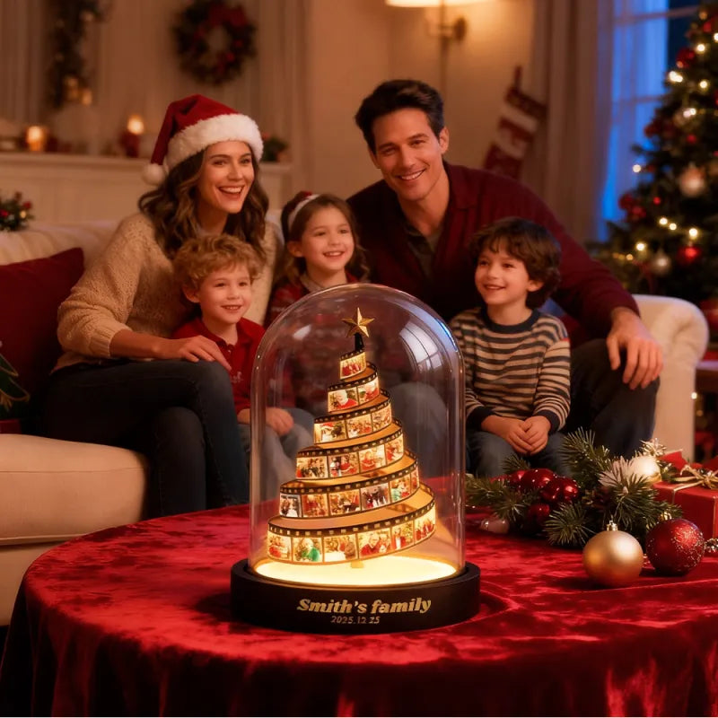 Custom Photo Film Christmas Tree Night Light Personalized Family Keepsake with Engraved Base Christmas Gift