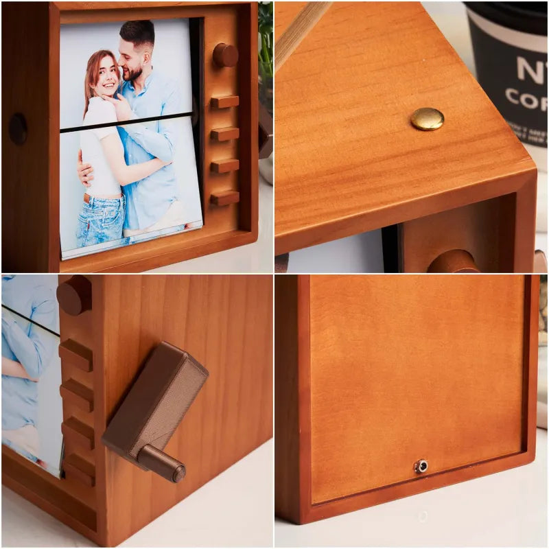 Custom Photo Hand cranked Flipbook Frame Vertical Television Animation Machine Photo Album with Light Memorial Gift