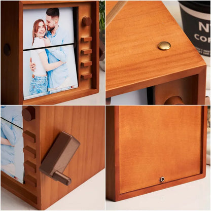 Custom Photo Hand cranked Flipbook Frame Vertical Television Animation Machine Photo Album with Light Memorial Gift