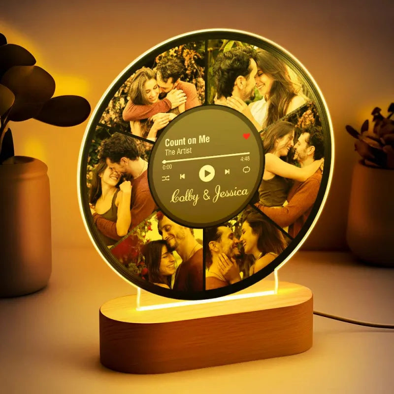 Personalized Couple Photos Record Night Light Photo Collage LED Lamp Anniversary Gift For Couple