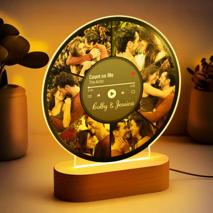 Personalized Couple Photos Record Night Light Photo Collage LED Lamp Anniversary Gift For Couple