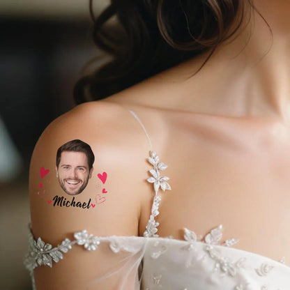 Personalized Waterproof Temporary Face Photo Tattoo Stickers with Name Set of 15 Bachelorette Party,  Birthday Or Wedding Favors